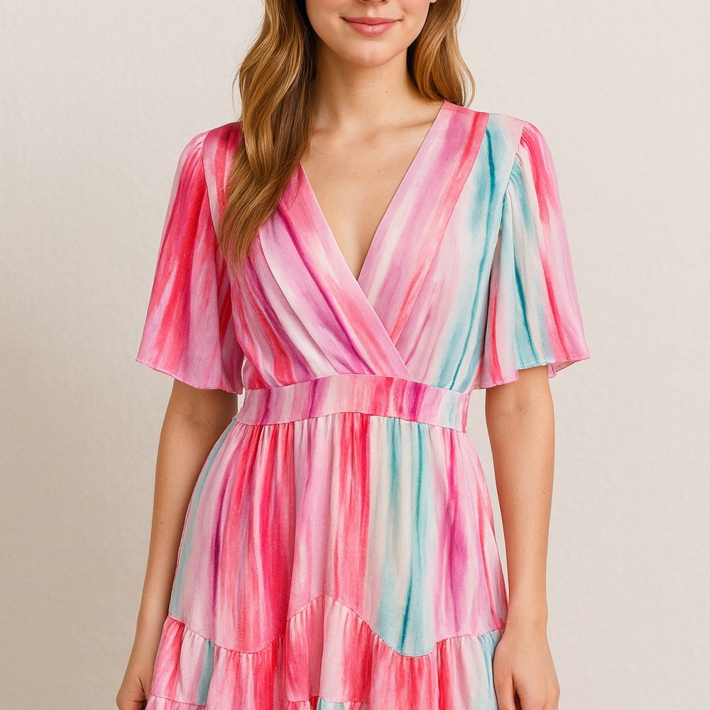 Vintage Mundefeis Colorful Wrap-Style Mini Dress – Size M